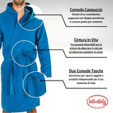 1 x RAW Customer Returns Intimitaly Microfibre Bathrobe for Men and Women Unisex with Practical Lightweight and Comfortable Hood Royal, XXL  - RRP €21.73