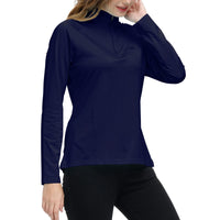 1 x RAW Customer Returns MoFiz Women s Sweatshirt Long Sleeve Sport Shirt 1 4 Zip Navy Blue S - RRP €27.99