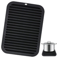 2 x Brand New Heat-resistant silicone mat, 1 piece silicone drying mat black, silicone trivet, drying mat tableware silicone 30 23 cm, silicone trivet, for kitchen - RRP €40.8