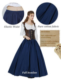 1 x RAW Customer Returns BEAUTELICATE Long Skirt Women Cotton Vintage Skirt Medieval Bohemian Summer Renaissance Gypsy Gothic Victorian Cosplay Costume Beach Clothing Navy Blue, XL  - RRP €33.99