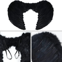 13 x RAW Customer Returns Cranight Angel Wings Black Wings 3 PCS Devil Horns Halo And Trident, Evil Angel Costume Feather Wings Angel for Halloween Carnival Cosplay Party Mardi Gras Costumes - RRP €222.82