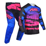 1 x RAW Customer Returns Willbros Motocross Jersey Pants Combination Men Women Motorcycle MX Riding Gear Set Cycling Offroad Dirt Bike Adult BMX ATV Pink Blue Jersey XL Pants 36  - RRP €111.18