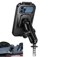 1 x RAW Customer Returns iMESTOU Waterproof Motorcycle Fork Stem Phone Mount Case 1 Ball Bike Phone Holder Anti-Theft with B Size Double Socket Arms Aluminum Ball Base for 5.5 -6.8 Cell Phones L  - RRP €38.72