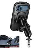 1 x RAW Customer Returns iMESTOU Waterproof Motorcycle Fork Stem Phone Mount Case 1 Ball Bike Phone Holder Anti-Theft with B Size Double Socket Arms Aluminum Ball Base for 5.5 -6.8 Cell Phones L  - RRP €38.72