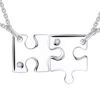 1 x Brand New JO WISDOM Necklace bbf Puzzle Silver 925,Chain Pendant Best Friend Forever with 3A Zirconia April Birthstone,Jewelry for Women - RRP €45.38