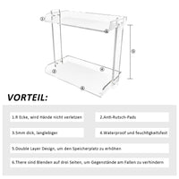 1 x RAW Customer Returns Sezanrpt 2-Tier Bathroom Organizer Countertop, Anti-Slip, Waterproof, Moisture-Proof Kitchen Organization Shelf Rack, Clear Acrylic Makeup Organizer, Dresser Organizer Countertop - RRP €24.58