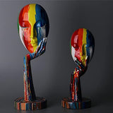 1 x RAW Customer Returns suruim Simple Creative Colorful Woman Face Sculpture Thinker Lady Sculpture Abstract Characters Crafts Ornaments Home Office Living Room Study Room Decorations Large 39 cm  - RRP €63.0