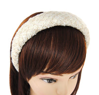 1 x RAW Customer Returns axy Wide Headband Padded with Tweed Fabric - Beautiful Women s Headband Hair Accessories Headband HRK8 White  - RRP €13.01