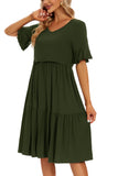 1 x RAW Customer Returns Smallshow Women s Nursing Dress Short Sleeve Ruffle Maternity Dress Maternity Wear,Army Green,XL - RRP €30.24