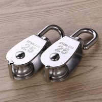 1 x RAW Customer Returns Pack of 4 pulleys for ropes, 25mm pulley, small pulley made of stainless steel, pulley block single set in stainless steel 304, pulley block, load capacity 150kg - RRP €19.15