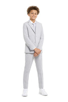 1 x RAW Customer Returns OppoSuits Groovy Grey Solid Color Suit for Teenage Boys - Prom and Wedding Party Outfit - Including Blazer, Trousers and Tie - Grey - Size 12 Years - RRP €65.5