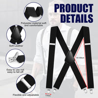 1 x RAW Customer Returns Aomig Suspenders, X-Shaped Suspenders with 4 Strong Clips, Adjustable Elastic Braces for Men and Women 3.5cm Wide, Trouser Suspenders for Shirts, Dresses, Parties, Business - RRP €9.99