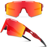 1 x RAW Customer Returns DUDUKING Sunglasses Cycling Glasses Men Women, Water Transfer Printing Sports Glasses Cycling Glasses for Outdoor Sports Cycling Running Golf UV 400 Protection Baseball Glasses Red  - RRP €27.99