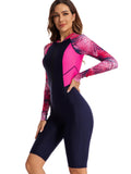 1 x RAW Customer Returns Ecupper Women s One-Piece Swimsuit Rash Guard Zip Up Long Sleeves Surfing Swimwear Built in Bra Swimsuits Zip Neoprene Free Rose Red L - RRP €39.98