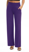 1 x RAW Customer Returns EXCHIC Women s Solid Color Loose Straight Cut Palazzo Pants High Waist Stretchy Lounge Pants with Pockets XL, Purple  - RRP €28.21