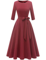 2 x Brand New DRESSTELLS Women s 1950s Retro Dress Elegant Swing A-Line Cocktail Dress Vintage Evening Dress Knee-Length Evening Dress Bridesmaid Pleated Skirt Raspberry XL - RRP €91.98