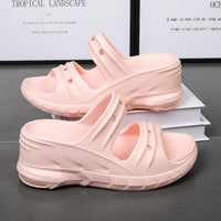 1 x RAW Customer Returns Yeeteepot women s platform sandals summer wedge heel slippers platform mules soft slip-on sandals wedges thick slippers pink 35 36 EU 36 37 CN - RRP €60.0