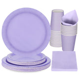 1 x RAW Customer Returns Party Tableware 96 Pieces Purple Kids Birthday Girl Party Decoration Accessories Set Paper Tableware Set - RRP €18.14