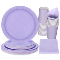 1 x RAW Customer Returns Party Tableware 96 Pieces Purple Kids Birthday Girl Party Decoration Accessories Set Paper Tableware Set - RRP €18.14