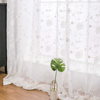 1 x RAW Customer Returns MIULEE Curtains with Floral Embroidery Pattern, White Curtains for Living Room, Bedroom Curtain Transparent with Eyelets, Set of 2 Voile Transparent Curtains, Each H 225 XW 140cm - RRP €35.96