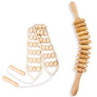 2 x RAW Customer Returns BEERYFUN Maderotherapy Set, 2 Pieces Wooden Massager Massage Roller Cellulite Massage Roller for Neck, Leg, Back, Natural Wood Color Pain Relief, Fascia Roller with Handle - RRP €40.12