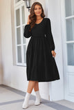 1 x RAW Customer Returns II ININ autumn dress women s dress long sleeve smocked dress elegant for autumn black - RRP €21.17