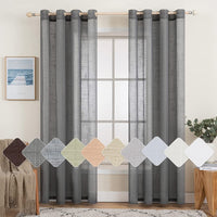 1 x RAW Customer Returns MIULEE Set of 2 Voile Curtains Sheer Linen Curtain with Eyelets Transparent Linen Look Curtain Eyelet Curtain Living Room Window Curtain Translucent Decorative Curtain Bedroom 140 x 245 cm W x H Dark Grey - RRP €35.59