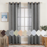 1 x RAW Customer Returns MIULEE Set of 2 Voile Curtains Sheer Linen Curtain with Eyelets Transparent Linen Look Curtain Eyelet Curtain Living Room Window Curtain Translucent Decorative Curtain Bedroom 140 x 200 cm W x H Dark Grey - RRP €30.24