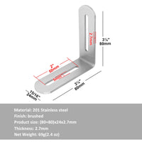 1 x RAW Customer Returns TSSS 10 pieces 80x80mm adjustable L-shaped corner brace with slot, stainless steel 201, angle slot brackets for PC cases, fastening furniture, max. load 15kg - RRP €20.16