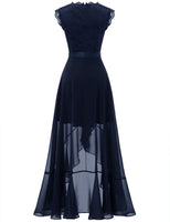 1 x RAW Customer Returns Dressystar Women s Elegant Evening Dresses Wedding Party V-Neck Cocktail Dress Maxi Long Bridesmaid Dress Navy Blue M - RRP €64.99