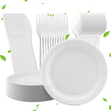 1 x RAW Customer Returns ZIOYA Party Tableware 200 Pieces Plastic Cutlery Including Forks, Knives, Plates and Cups Reusable Party Tableware for Birthday Parties, Wedding Dinners and Camping and Picnics - RRP €22.18