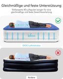 1 x RAW Customer Returns iDOO Inflatable mattress with inflation and deflation pump in just 3 minutes, for home, travel and camping, 203x152x46cm. Maximum weight 295Kg Double Bed , Blue - RRP €101.54