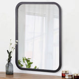 1 x RAW Customer Returns AOAOPQ Mirror Frame Rectangular Wall Mirrors Black Decor Rounded Corner Horizontal or Vertical Hanging Small Mirror for Home Farmhouse Living Dining Bedroom Entryway - RRP €27.81