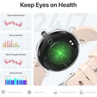 1 x RAW Customer Returns Fitonme Smartwatch Women Round with Telephone Function, 1.19 Inch AMOLED Display Fitness Watch with 100 Sports Modes Heart Rate Monitor SpO2 Sleep Monitor, IP68 Waterproof Sports Watch Wristwatch- RRP €59.99