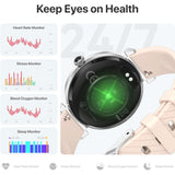 1 x RAW Customer Returns Fitonme Smartwatch Women Round with Telephone Function, 1.19 Inch AMOLED Display Fitness Watch with 100 Sports Modes Heart Rate Monitor SpO2 Sleep Monitor, IP68 Waterproof Sports Watch Silver - RRP €59.99