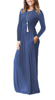 1 x Brand New AUSELILY Women s Long Sleeve Maxi Dresses Casual Long Dresses with Pockets M, Teal Flower  - RRP €30.13