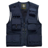 3 x Brand New FEOYA Photography Vest Men Outdoor Vest with Zipper Pockets Men Safari Vest Men Summer Work Vest Men Fishing Vest Hunting Vest Men Men Leisure Vest Men Blue - RRP €128.97