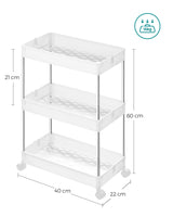 1 x RAW Customer Returns SONGMICS Storage Cart with Wheels, 3-Tier Space-Saving for Bathroom, Kitchen, Office, 40 x 22 x 60 cm, White KSC009W01 - RRP €24.47