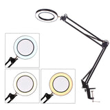 1 x RAW Customer Returns Hancaner LED magnifying lamp with clamp, workplace lamp, dimmable USB charging, 5 diopter magnifying glass with light, swivel arm, 3 color modes, 105 mm glass lens for work, reading, hobbies and sewing - RRP €61.89