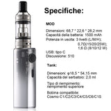 1 x RAW Customer Returns VAPTIO Cosmo Nebula Kit Electronic Cigarette 1500mAh 25W Starter Kit with 2.0ml Top Filling Tank, 2pcs Cosmo Mesh Coil, No E-Liquid No Nicotine Silver  - RRP €32.99