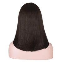 1 x RAW Customer Returns PORSMEER Wig Shoulder Length Straight Straight Wig Bob Dark Brown Medium Length with Bangs for Women Girls Natural Synthetic Hair for Carnival Fancy Dress Halloween Costume Party, 38 cm - RRP €19.99