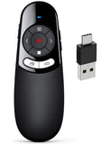 1 x RAW Customer Returns USB C Presenter, Wireless 2.4 GHz Powerpoint Remote Control, Pointer for Presentations via Type C and USB Receiver, Red Presentation Remote Control for Windows 7 8 10 Mac Linux Android PowerPoint - RRP €13.7