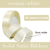 1 x RAW Customer Returns 22m Ivory White Satin Ribbon Polyester Double Sided 20mm Ribbon Balloon Ribbon Fabric Ribbon Christmas Ribbon for Wrapping Hair Bows Cake Wedding Christmas Decoration - RRP €16.8