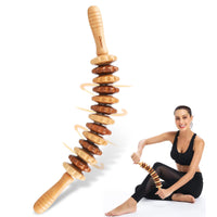 2 x RAW Customer Returns Massager Wooden Back Massager Massage Roller Massager with Handle for Loosening Deep Tissue, Suitable for Neck, Legs, Back, Body, 1 Piece, Natural Wood Color  - RRP €43.9