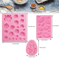 1 x RAW Customer Returns GIRAFEDA Pack of 3 Leaves Silicone Mold 3D DIY Silicone Butterfly Silicone Mold Fondant Rose Silicone Molds Flower Decorating Tools Silicone Flower Molds for Candy Chocolate Cakes - RRP €11.89