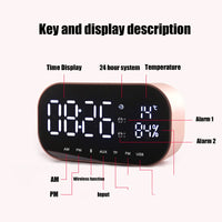 1 x RAW Customer Returns Fyearfly Digital radio alarm clock, radio alarm clock with Bluetooth speaker, multifunctional FM digital radio alarm clock with Bluetooth speaker for the bedroom at home rose gold  - RRP €44.29