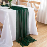 1 x RAW Customer Returns CHUQING table runner chiffon, dark green, in green, table runner, table decoration wedding, 70 x 400 cm - RRP €23.18