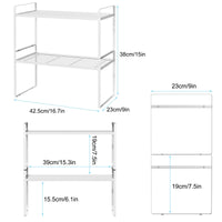 2 x RAW Customer Returns Kitchen shelf organiser, shelf insert, spice racks, metal stackable shelf, kitchen cupboard organizer storage, storage rack for kitchen cupboard, suitable for home and kitchen, set of 2 42.5 cm x 23 cm , white - RRP €48.36