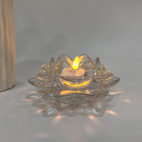 3 x Brand New Eywamage Heavy Glass Crystal Lotus Tea Votive Candle Holders Set of 4 - RRP €61.2