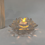 3 x Brand New Eywamage Heavy Glass Crystal Lotus Tea Votive Candle Holders Set of 4 - RRP €61.2